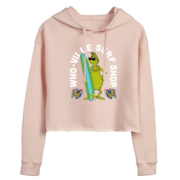 The Grinch - Whoville Surf Shop - Juniors Cropped Pullover Hoodie