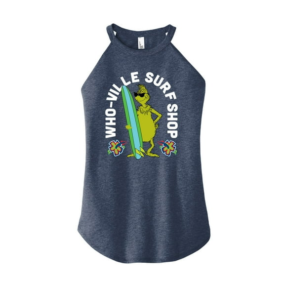 The Grinch - Whoville Surf Shop - Juniors High Neck Tank Top