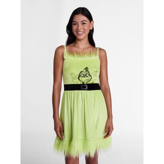 The Grinch Women's Christmas Sleeveless Mini Dress, Sizes XXS-XXL