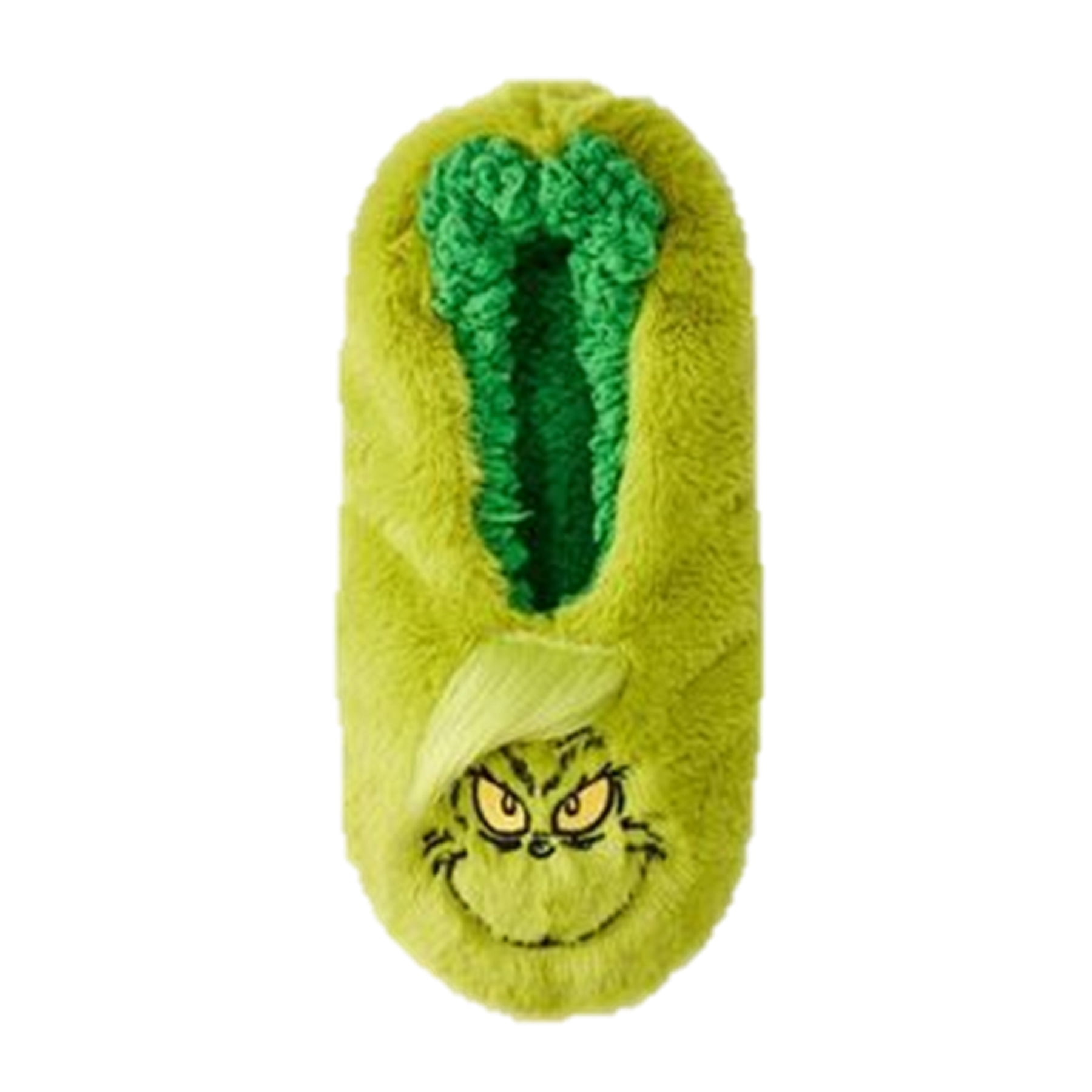 The Grinch Women's Faux Fur Slipper Socks with Grippers - Green, S/M ...