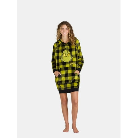 The Grinch Women’s Graphic Lounge Dress with Hood, Sizes XS-3X
