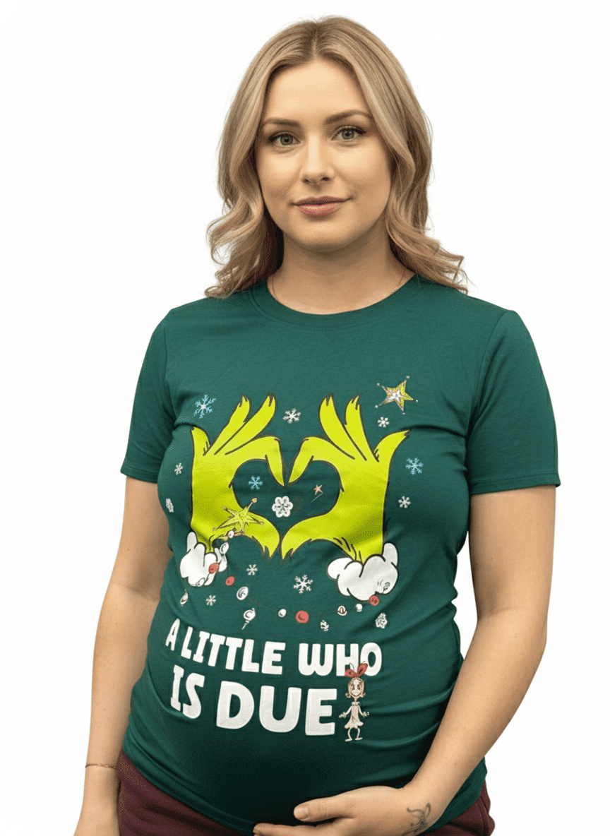 The Grinch, Women's Maternity Graphic T-Shirt, A Little Who Is Due, Sizes XS-XXL