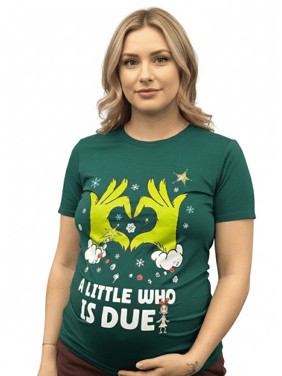 The Grinch, Women's Maternity Graphic T-Shirt, A Little Who Is Due, Sizes XS-XXL