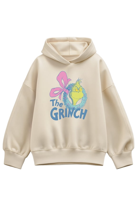 The Grinch - Wreath Logo - Women's Oversized Fleece Hoodie Sweatshirt