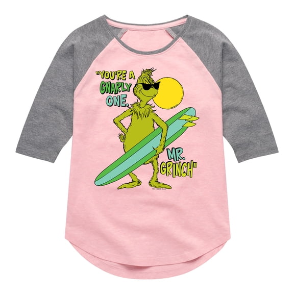 The Grinch - You're A Gnarly One Mr - Toddler & Youth Girls Raglan Graphic T-Shirt
