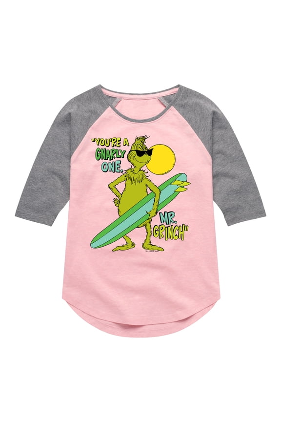 The Grinch - You're A Gnarly One Mr - Toddler & Youth Girls Raglan Graphic T-Shirt