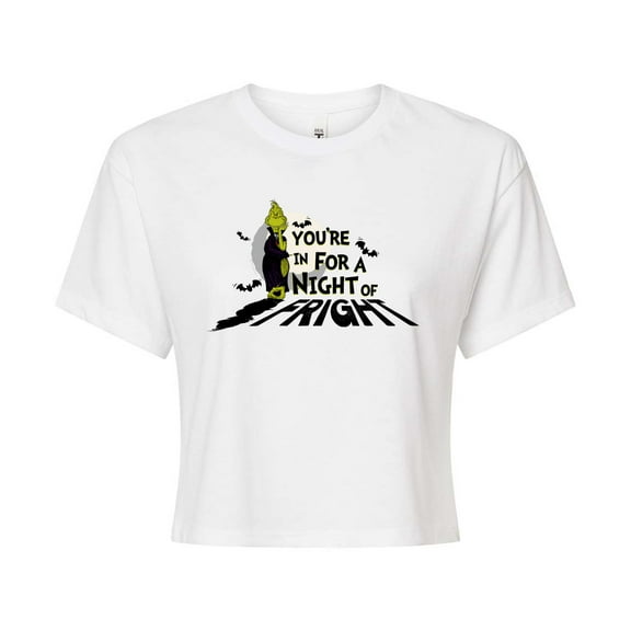 The Grinch - You're In For A Night Of Fright - Juniors Cropped Cotton Blend T-Shirt