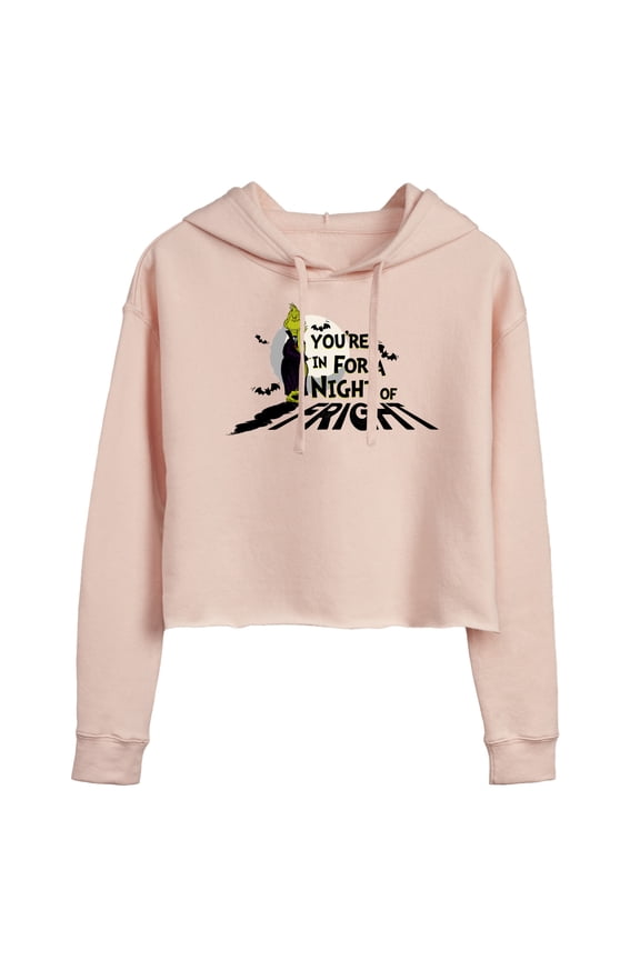 The Grinch - You're In For A Night Of Fright - Juniors Cropped Pullover Hoodie