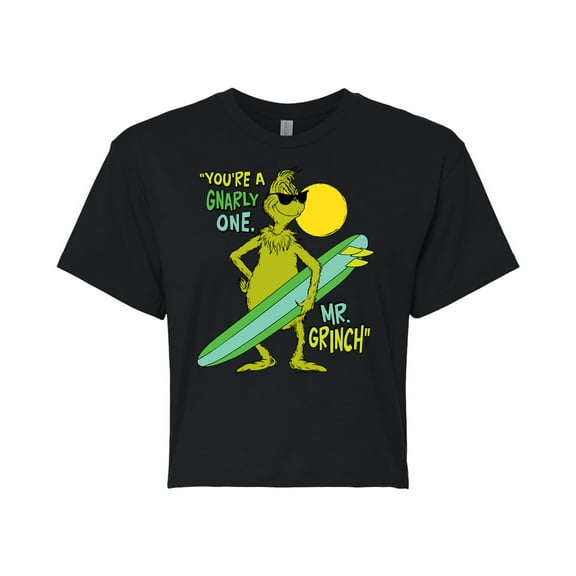 The Grinch - Youre A Gnarly One Mr Grinch - Juniors Cropped Cotton Blend T-Shirt