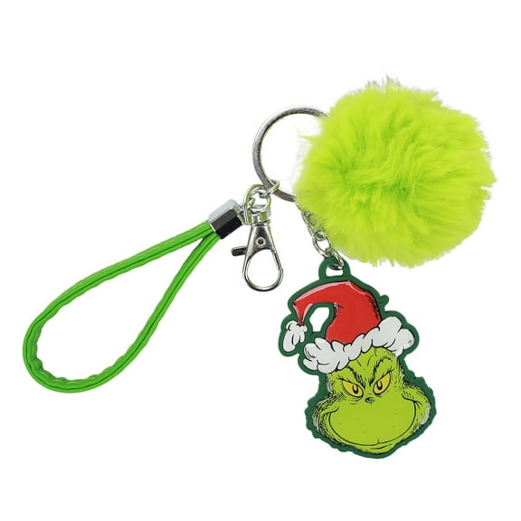 Grinch Zinc Alloy Keychain with Green Pom Pom