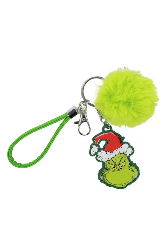 Grinch Zinc Alloy Keychain with Green Pom Pom