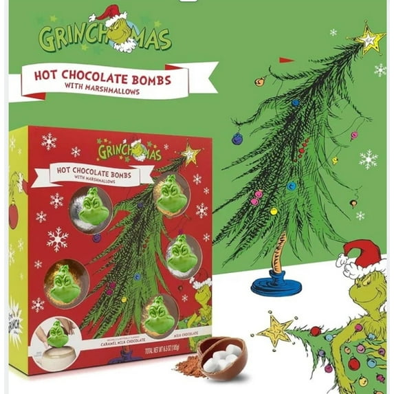 The Grinch Milk Chocolate and Marshmallow Cocoa Bombs, 5 Count, 6.5 oz