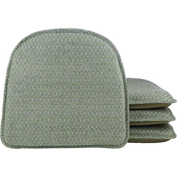 The Gripper Non Slip Chair Cushions, Soft & Comfortable Seat Pad, for Kitchen, Dining or Office, 4 Count, Celadon