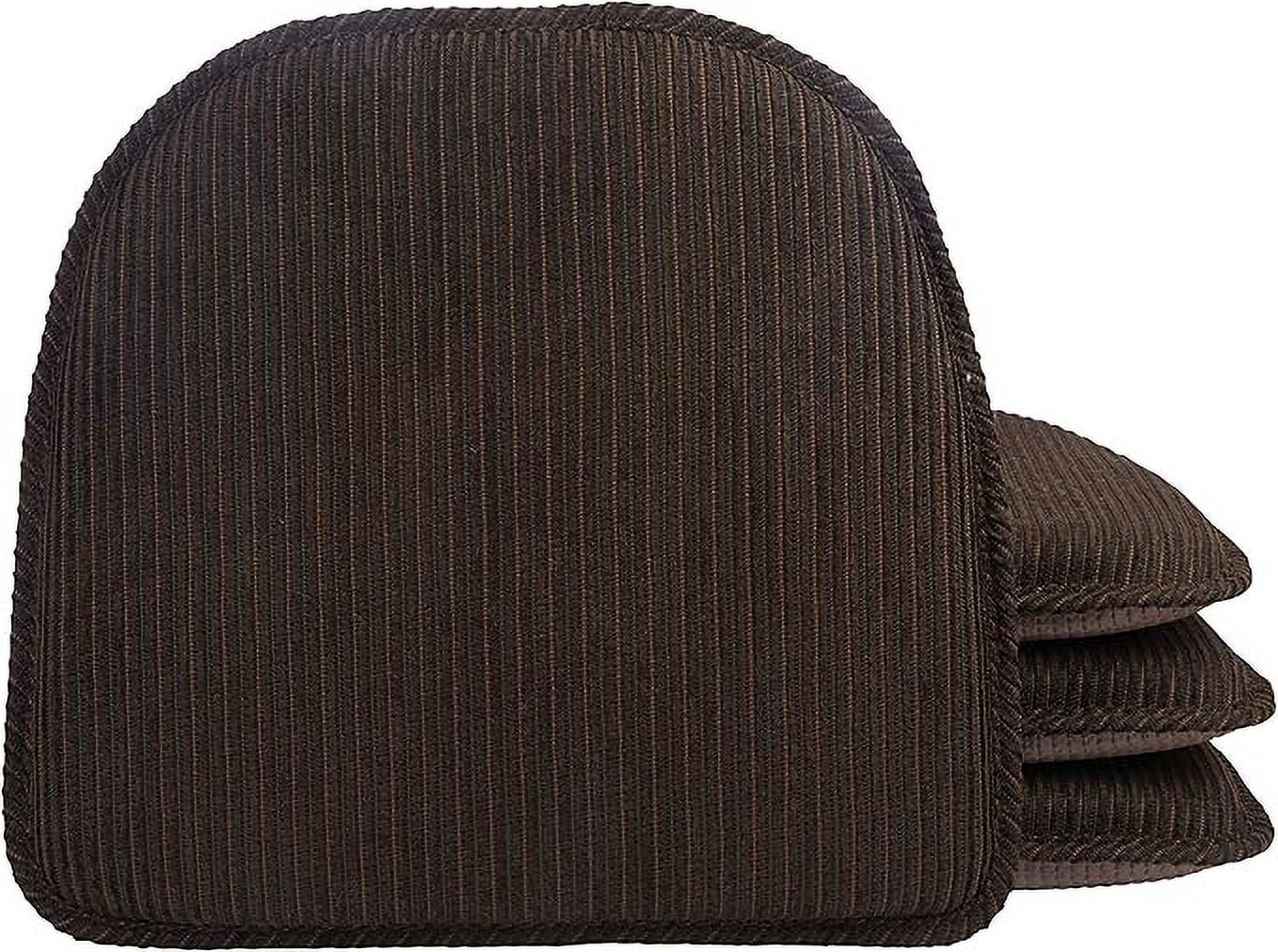 The Gripper Non Slip Chair Cushions, Soft & Comfortable Seat Pad, for Kitchen, Dining or Office, 4 Count, Chocolate