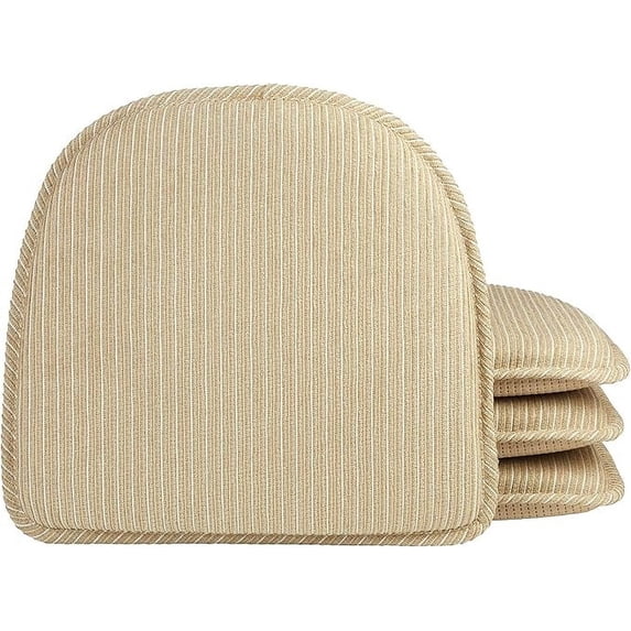 The Gripper Non Slip Chair Cushions, Soft & Comfortable Seat Pad, for Kitchen, Dining or Office, 4 Count, Natural