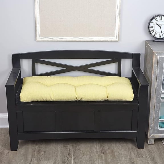 The Gripper Non-Slip Tufted Bench Cushion for Indoor Furniture, Entryway Storage, Bay Window, Corner Nook or Piano Seat, 27 Inches, Yellow