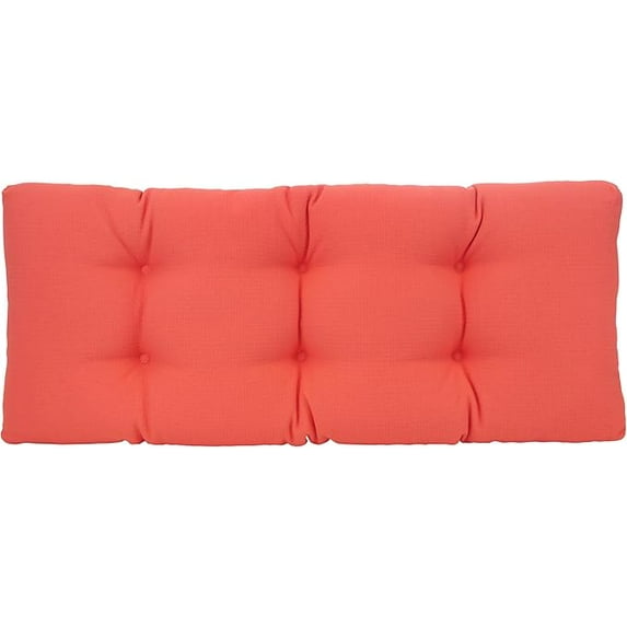 The Gripper Non-Slip Tufted Bench Cushion for Indoor Furniture, Entryway Storage, Bay Window, Corner Nook or Piano Seat, 33 Inches, Coral