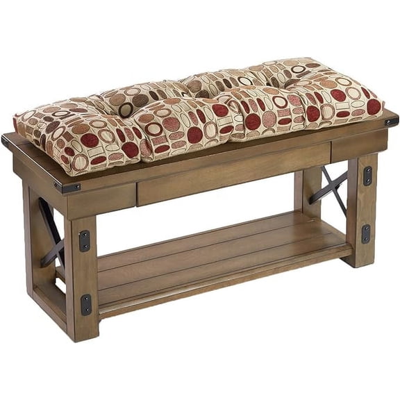 The Gripper Non-Slip Tufted Bench Cushion for Indoor Furniture, Entryway Storage, Bay Window, Corner Nook or Piano Seat, 35 Inches, Multicolor
