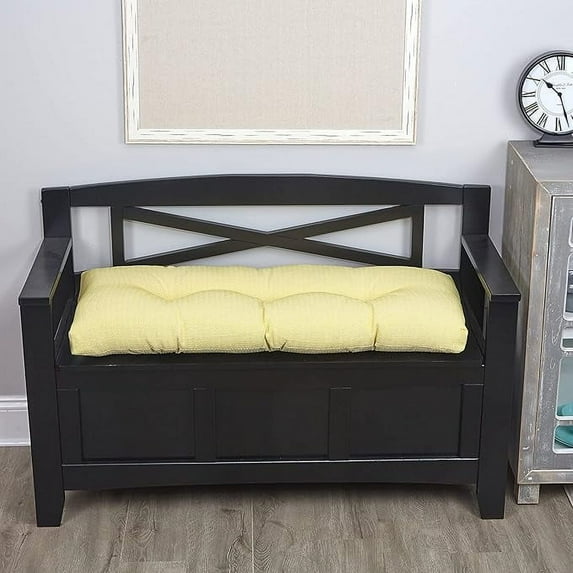 The Gripper Non-Slip Tufted Bench Cushion for Indoor Furniture, Entryway Storage, Bay Window, Corner Nook or Piano Seat, 43 Inches, Yellow