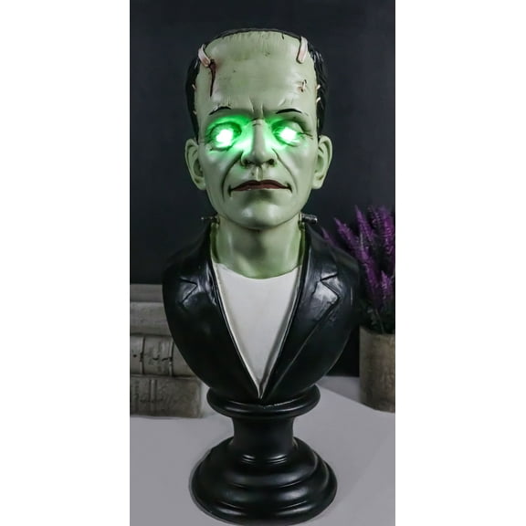 The Groom Mr Frankenstein Bust Figurine With Green Poison LED Light Up Eyes