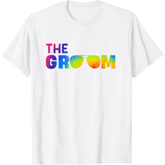 The Groom Tie Dye Cool Shades Funny Bachelor Party Gift T-Shirt