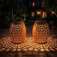 thumbnail image 1 of The Growing Ground 2 Pack Solar Lanterns Outdoor, Hollowed Metal LED Garden Decor Lanterns for Patio Yard Porch, Gifts for Women Mom Grandma, Orange, 1 of 9
