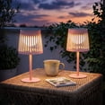 thumbnail image 1 of The Growing Ground 2 Pack Solar Table Lamps Outdoor, Modern Linear Design Decorative LED Lights, Pink, 1 of 8