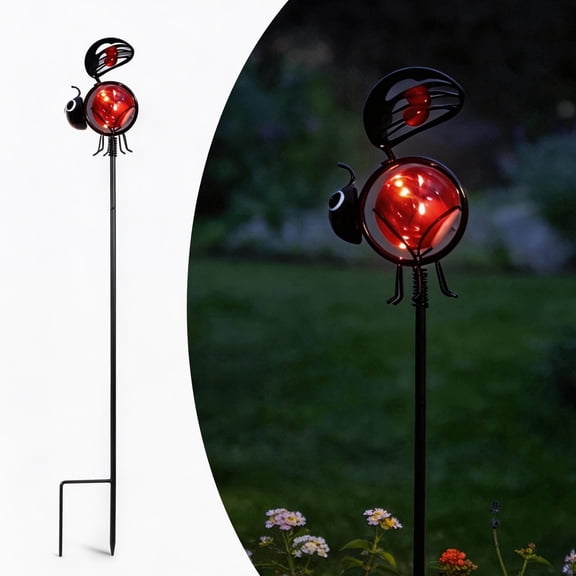 The Growing Ground Solar Bug Garden Stake Light, LED Outdoor Decorative Stake with Ladybug, 27" Tall