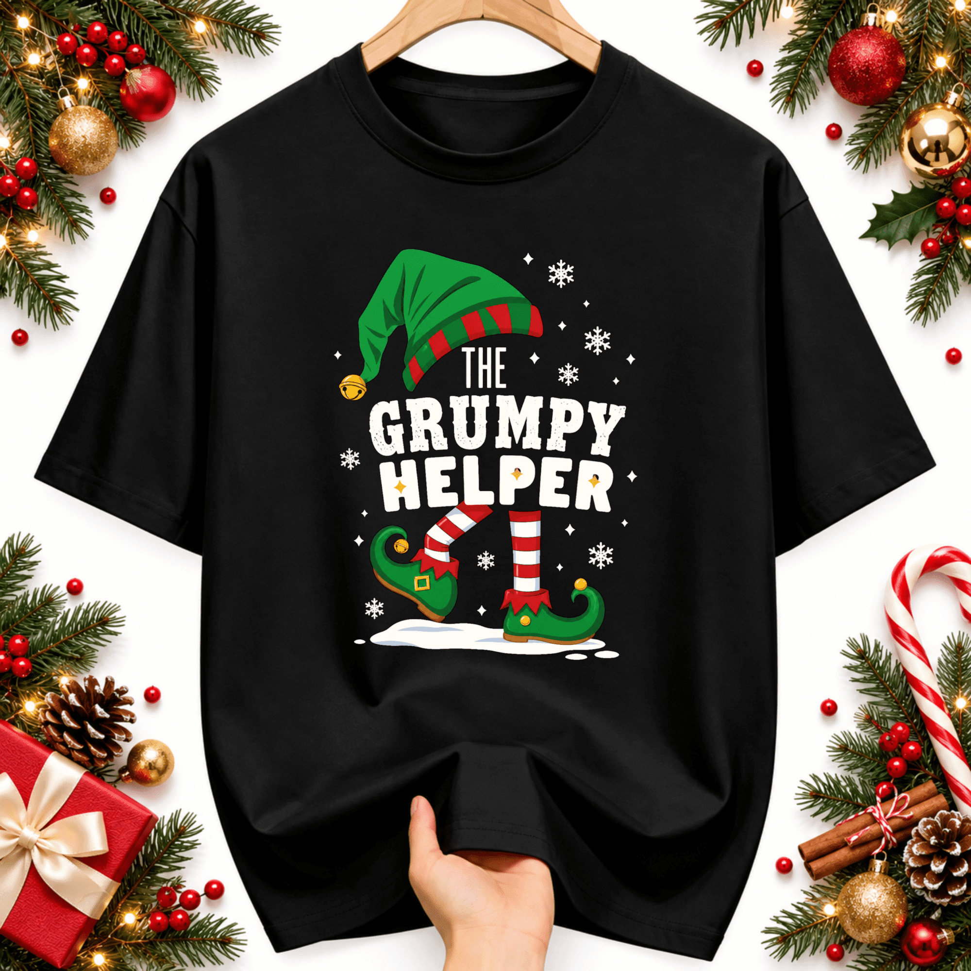 Santa Elf Project The Grumpy Helper Christmas Elf Hat Unisex T-Shirt, Funny Holiday ...
