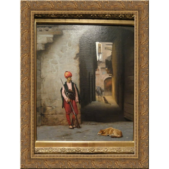 The Guard 24x18 Gold Ornate Wood Framed Canvas Art by Jean-Leon Gerome