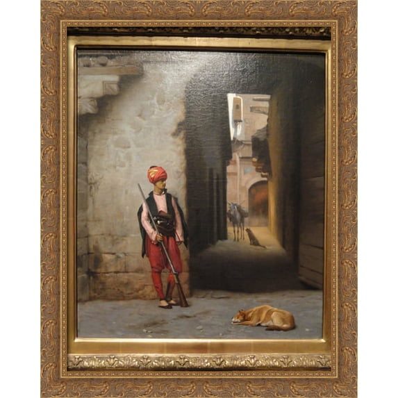 The Guard 28x36 Large Gold Ornate Wood Framed Canvas Art by Jean-Leon Gerome