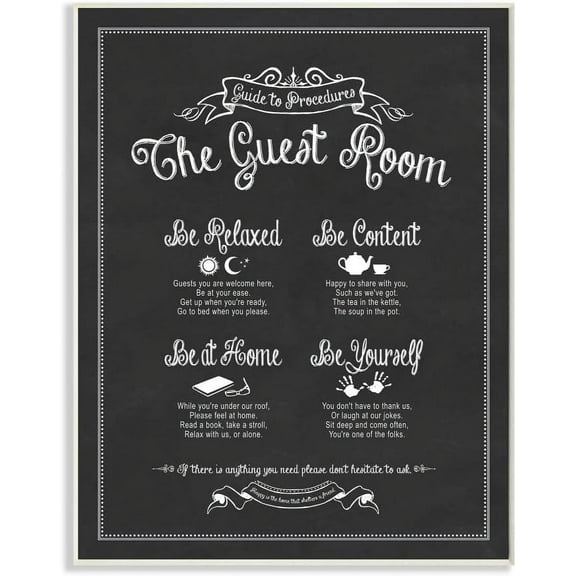 The Guest Room Guide Wall Plaque, 13 x 19, Design by Artist Lettered and Lined