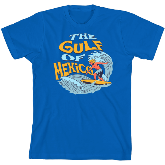 The Gulf of Mexico Surfer Youth Royal Blue Crew Neck Short Sleeve Tee-Medium