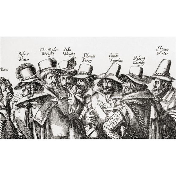 The Gunpowder Plotters From Left to Right Thomas Bates Robert Winter Poster Print - 19 x 11