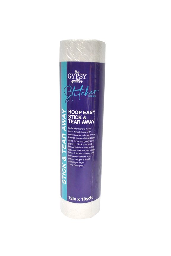 The Gypsy Quilter Hoop Easy Stick and Sew In Stabilizer 12in x 10yds