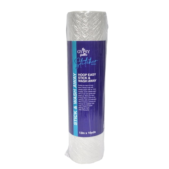 The Gypsy Quilter Stitcher Series Hoop Easy Stick & Wash Stabilizer 12in x 10yds
