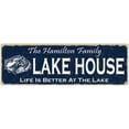 thumbnail image 1 of The HAMILTON Family Lake House Sign 6x18 Metal Fishing Cabin Decor 206180101107, 1 of 1