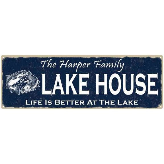 The HARPER Family Lake House Sign 8x24 Metal Fishing Cabin Decor 108240101226