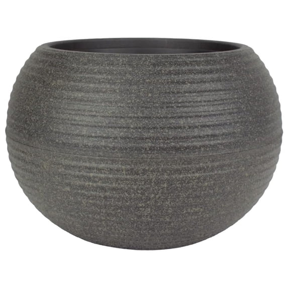 The HC Companies 10 Inch Atlas Sphere Planter, Round Plastic Plant Pot, Gray