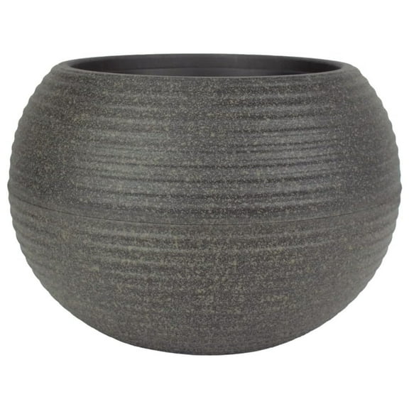 The HC Companies 10 Inch Atlas Sphere Planter, Round Plastic Plant Pot, Gray