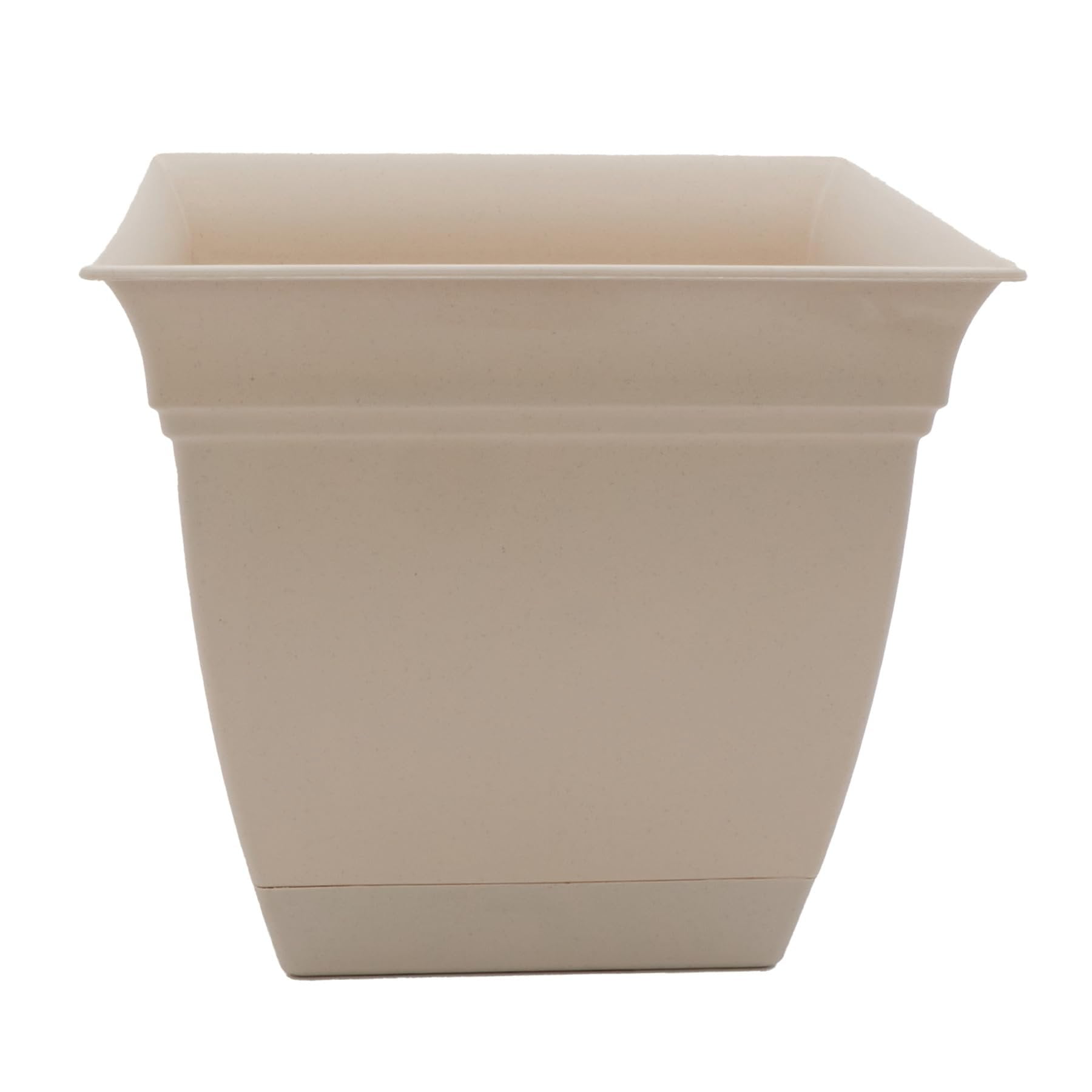 The HC Companies 10 Inch Eclipse Square Planter with Saucer  Indoor Outdoor Plant Pot for Flowers Vegetables Herbs, Cottage Stone