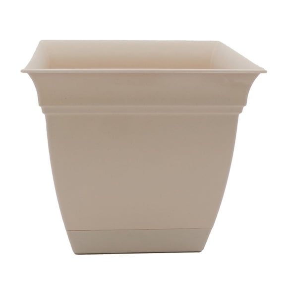 The HC Companies 10 Inch Eclipse Square Planter with Saucer Indoor Outdoor Plant Pot for Flowers Vegetables Herbs, Cottage Stone