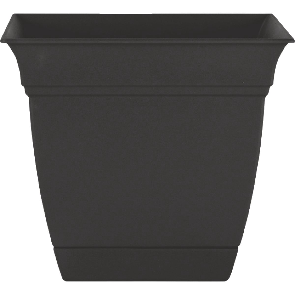 The HC Companies 10 Inch Eclipse Square Planter with Saucer - Indoor Outdoor Plant Pot for Flowers, Vegetables, and Herbs, Black