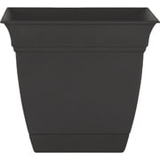 The HC Companies 10 Inch Eclipse Square Planter with Saucer - Indoor Outdoor Plant Pot for Flowers, Vegetables, and Herbs, Black
