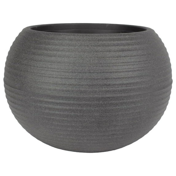The HC Companies 12 Inch Atlas Sphere Planter, Round Plastic Plant Pot, Gray