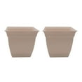thumbnail image 1 of The HC Companies 12 Inch Eclipse Square Planter with Saucer  Indoor Outdoor Plant Pot for Flowers Vegetables Herbs, Cottage Stone Pack of 2, 1 of 6