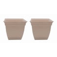 thumbnail image 1 of The HC Companies 12 Inch Eclipse Square Planter with Saucer  Indoor Outdoor Plant Pot for Flowers Vegetables Herbs, Cottage Stone Pack of 2, 1 of 6