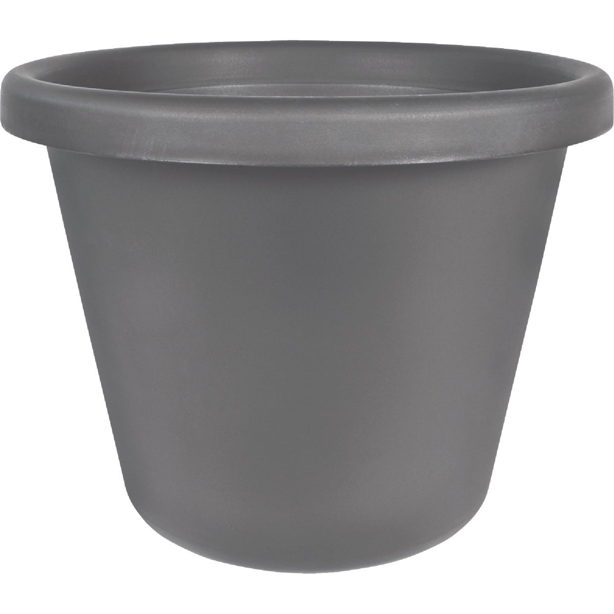 The HC Companies 12 Inch Round Prima Planter - Plastic Plant Pot with Rolled Rim for Indoor Outdoor Plants Flowers Herbs, Warm Gray Pack of 2