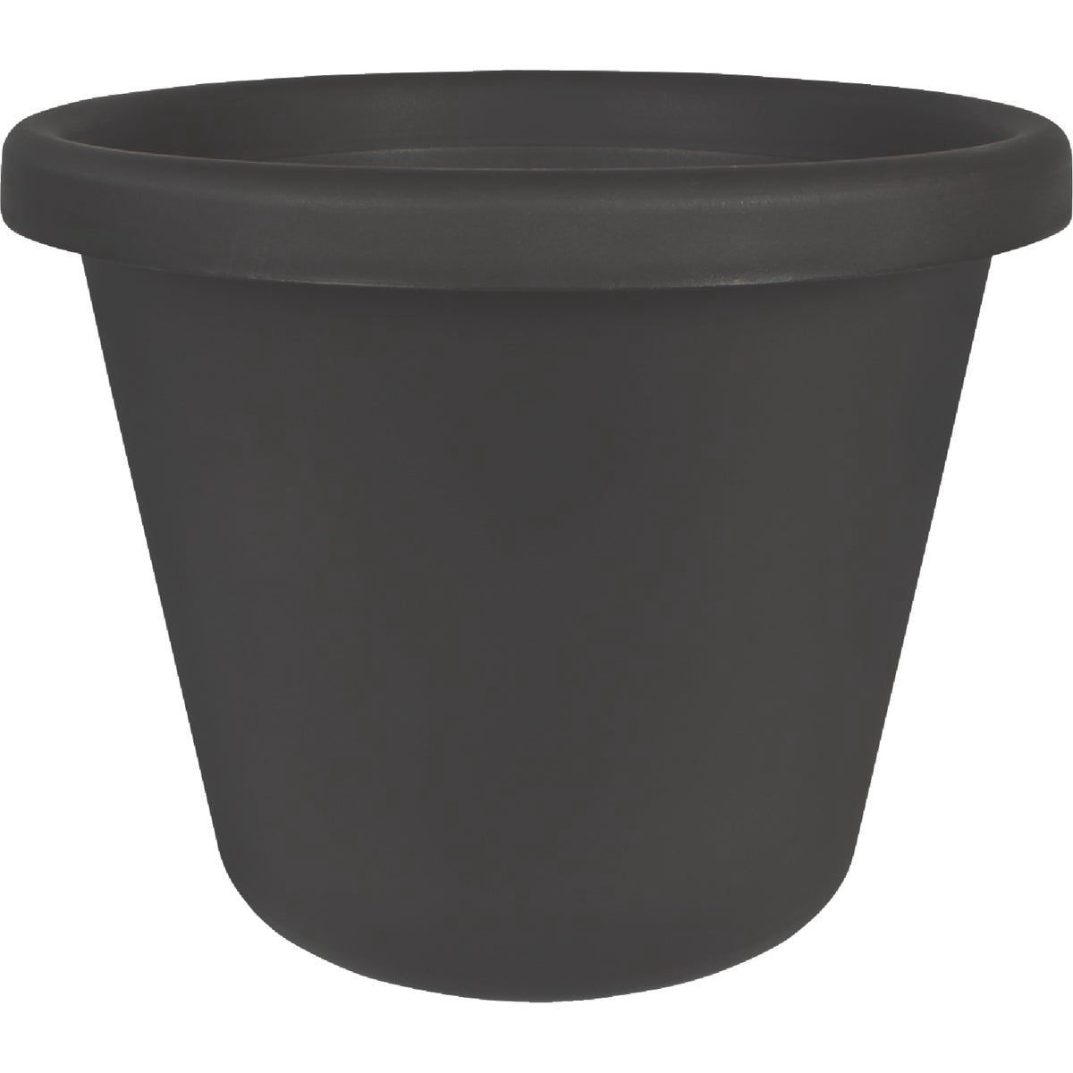 The HC Companies Prima Planter Round Plastic Plant Pot - Rolled Rim, Drainage - 16", Black