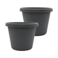 thumbnail image 1 of The HC Companies 16 Inch Round Prima Planter - Plastic Plant Pot with Rolled Rim for Indoor Outdoor Plants Flowers Herbs, Warm Gray Pack of 2, 1 of 8